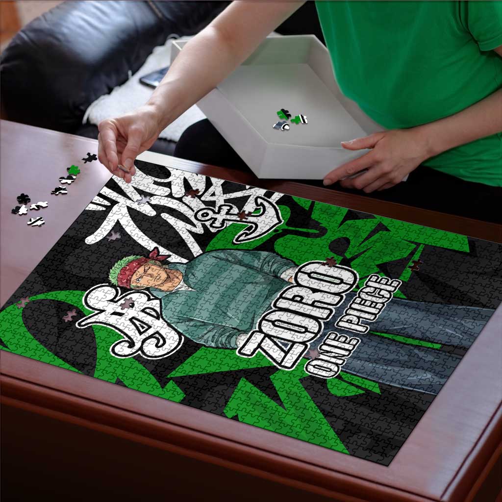 Roronoa Zoro One Piece Puzzle Graffiti Street Art Anime Collage
