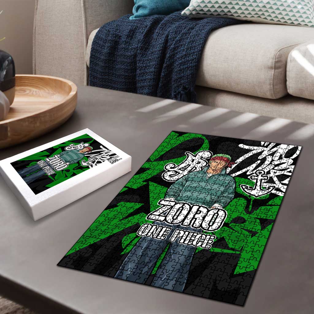 Roronoa Zoro One Piece Puzzle Graffiti Street Art Anime Collage