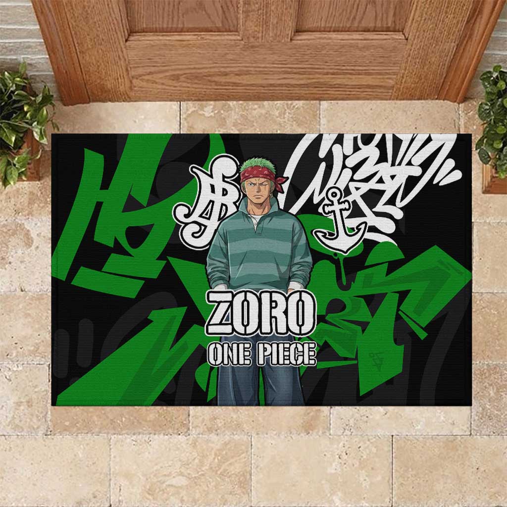 Roronoa Zoro One Piece Rubber Doormat Graffiti Street Art Anime Collage