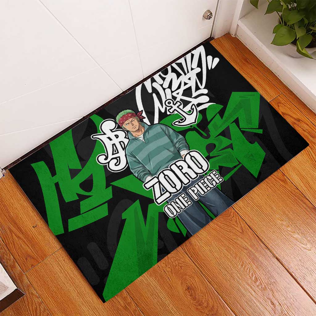Roronoa Zoro One Piece Rubber Doormat Graffiti Street Art Anime Collage