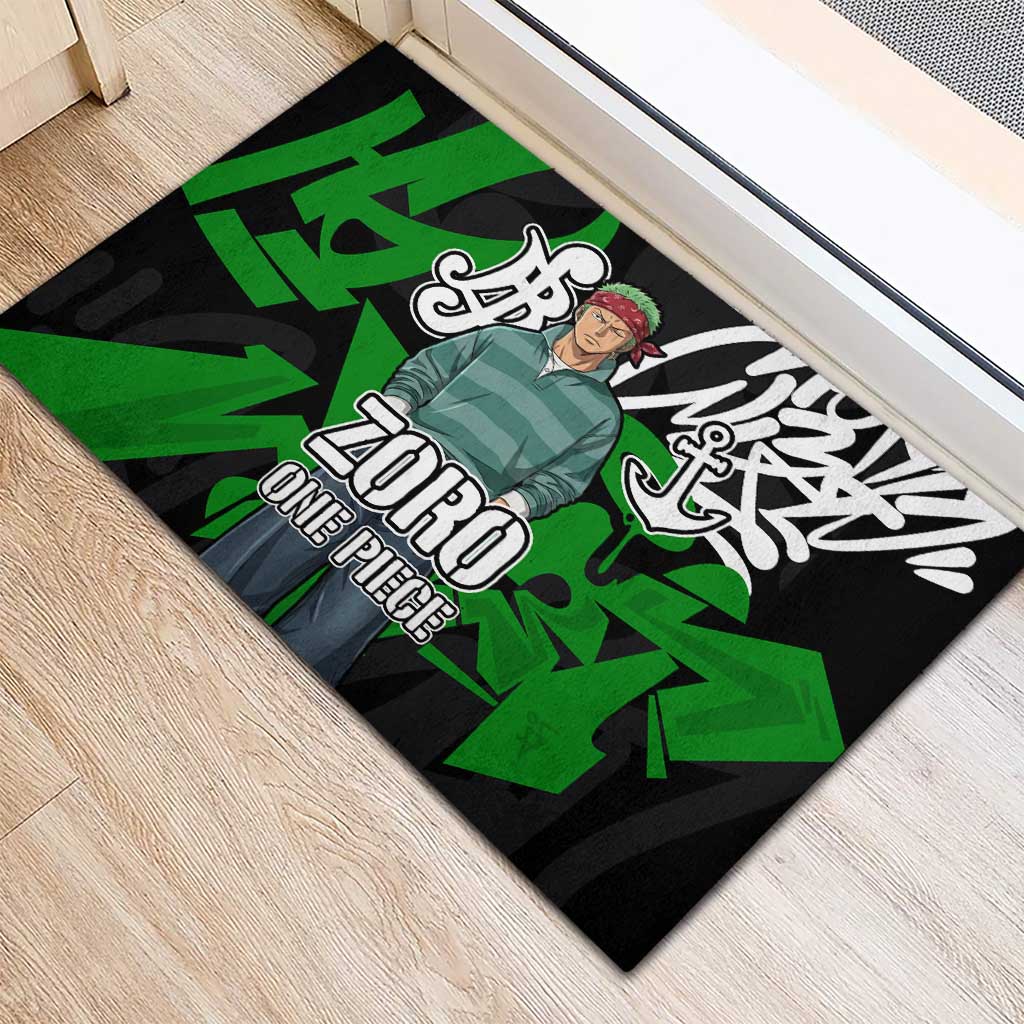 Roronoa Zoro One Piece Rubber Doormat Graffiti Street Art Anime Collage
