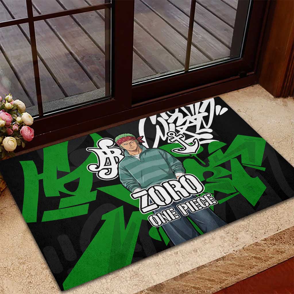 Roronoa Zoro One Piece Rubber Doormat Graffiti Street Art Anime Collage