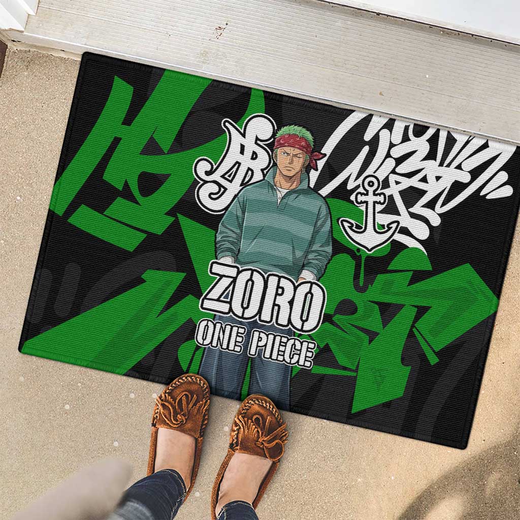 Roronoa Zoro One Piece Rubber Doormat Graffiti Street Art Anime Collage