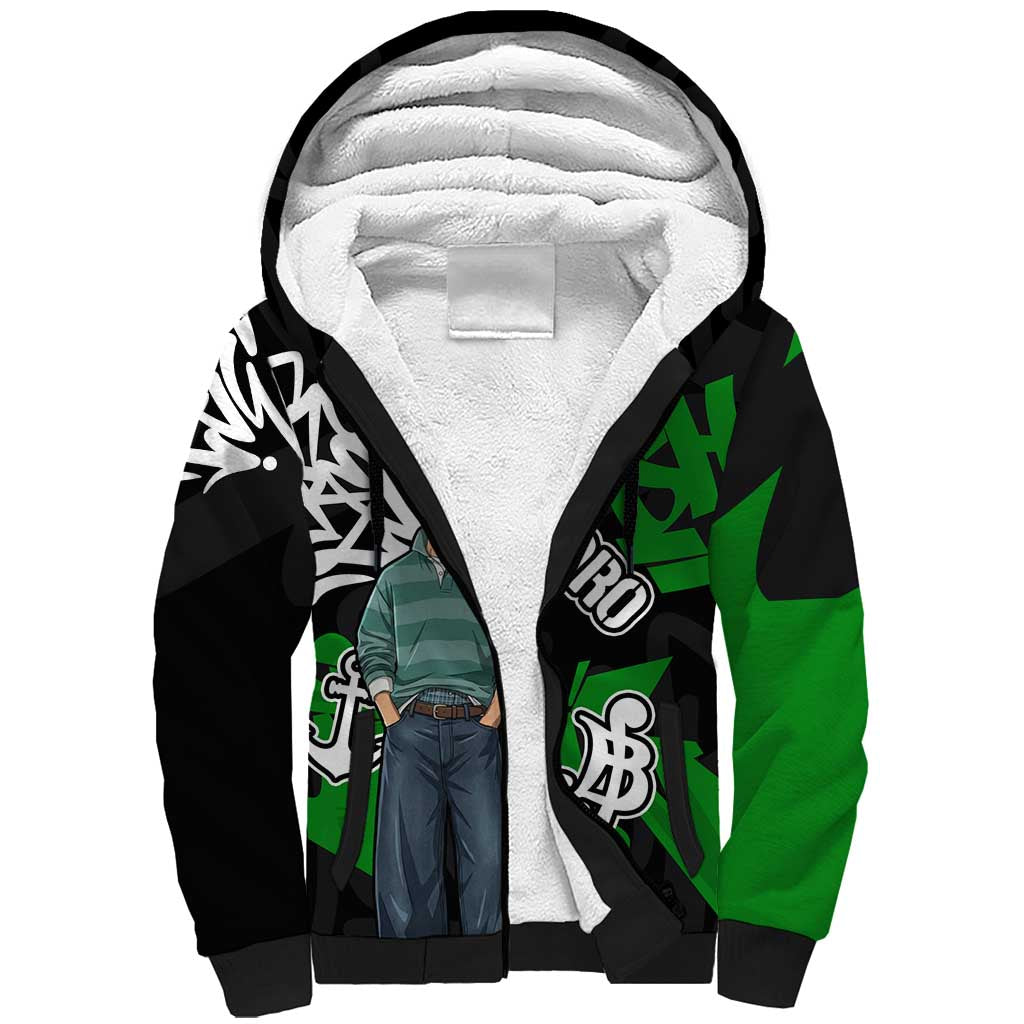 Roronoa Zoro One Piece Sherpa Hoodie Graffiti Street Art Anime Collage