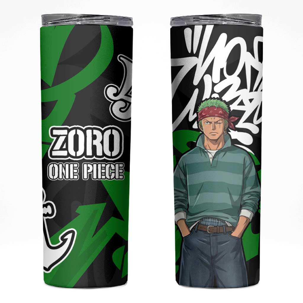 Roronoa Zoro One Piece Skinny Tumbler Graffiti Street Art Anime Collage