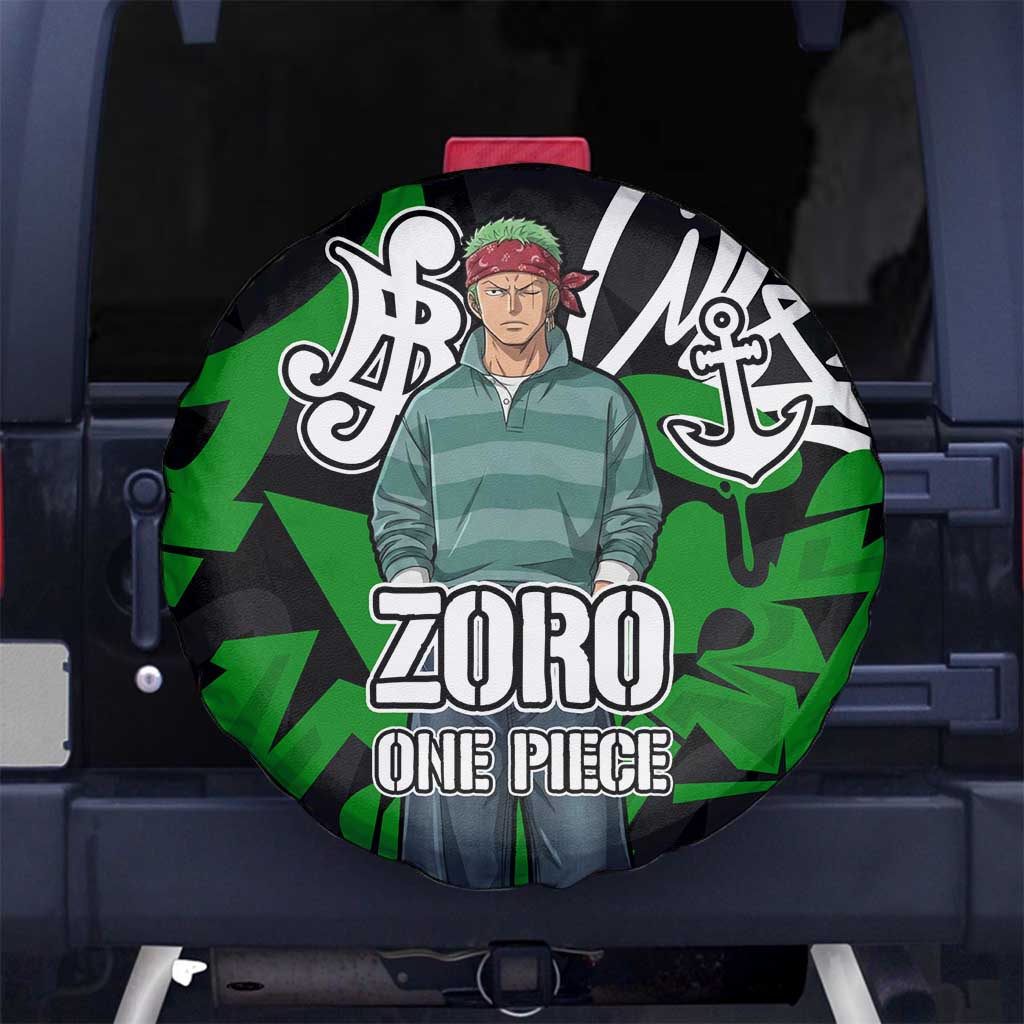 Roronoa Zoro One Piece Spare Tire Cover Graffiti Street Art Anime Collage