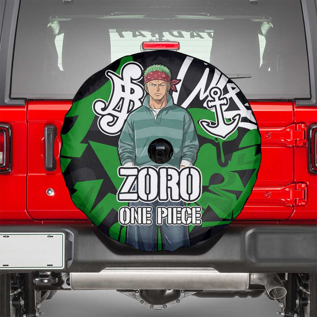 Roronoa Zoro One Piece Spare Tire Cover Graffiti Street Art Anime Collage