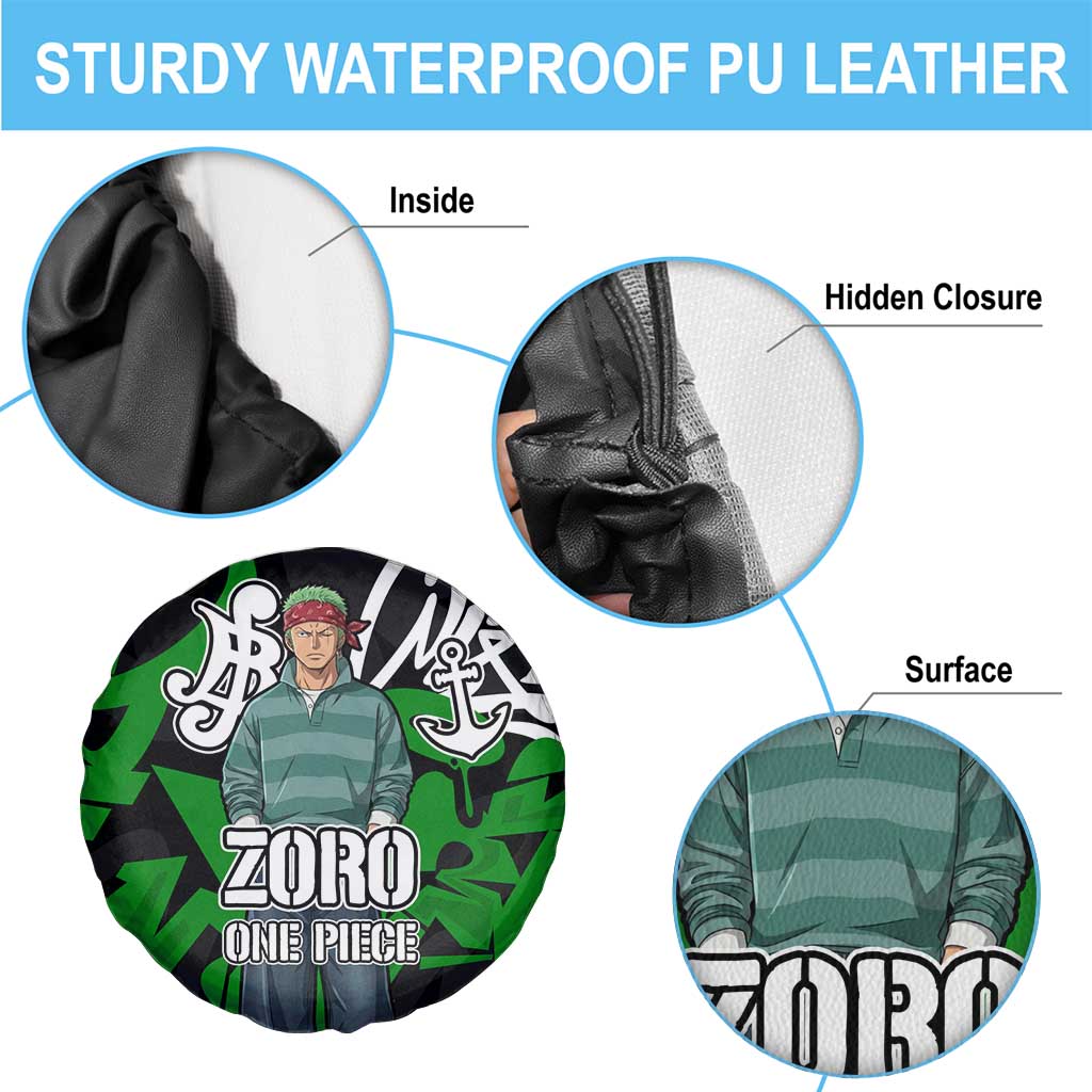 Roronoa Zoro One Piece Spare Tire Cover Graffiti Street Art Anime Collage
