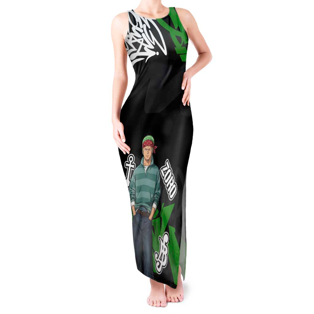 Roronoa Zoro One Piece Tank Maxi Dress Graffiti Street Art Anime Collage