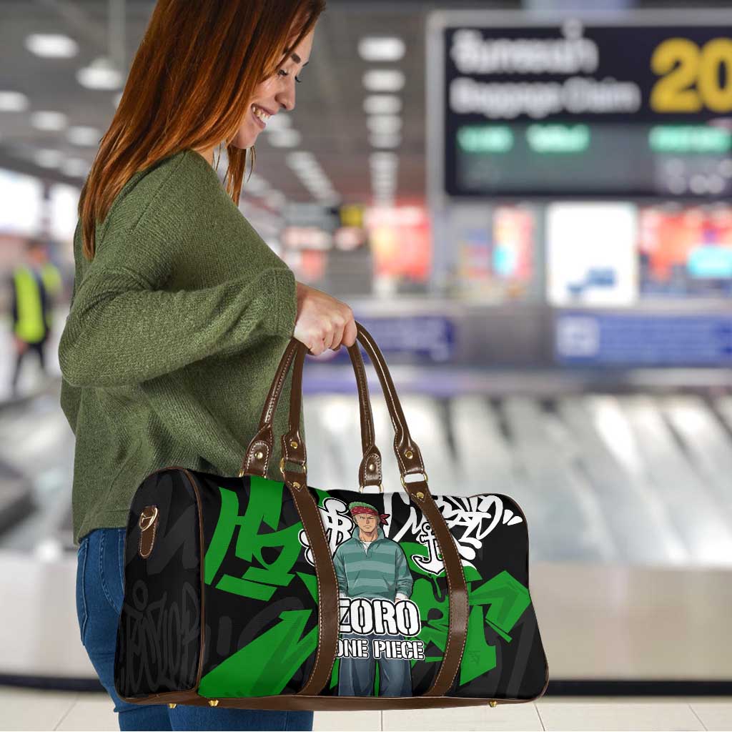 Roronoa Zoro One Piece Travel Bag Graffiti Street Art Anime Collage