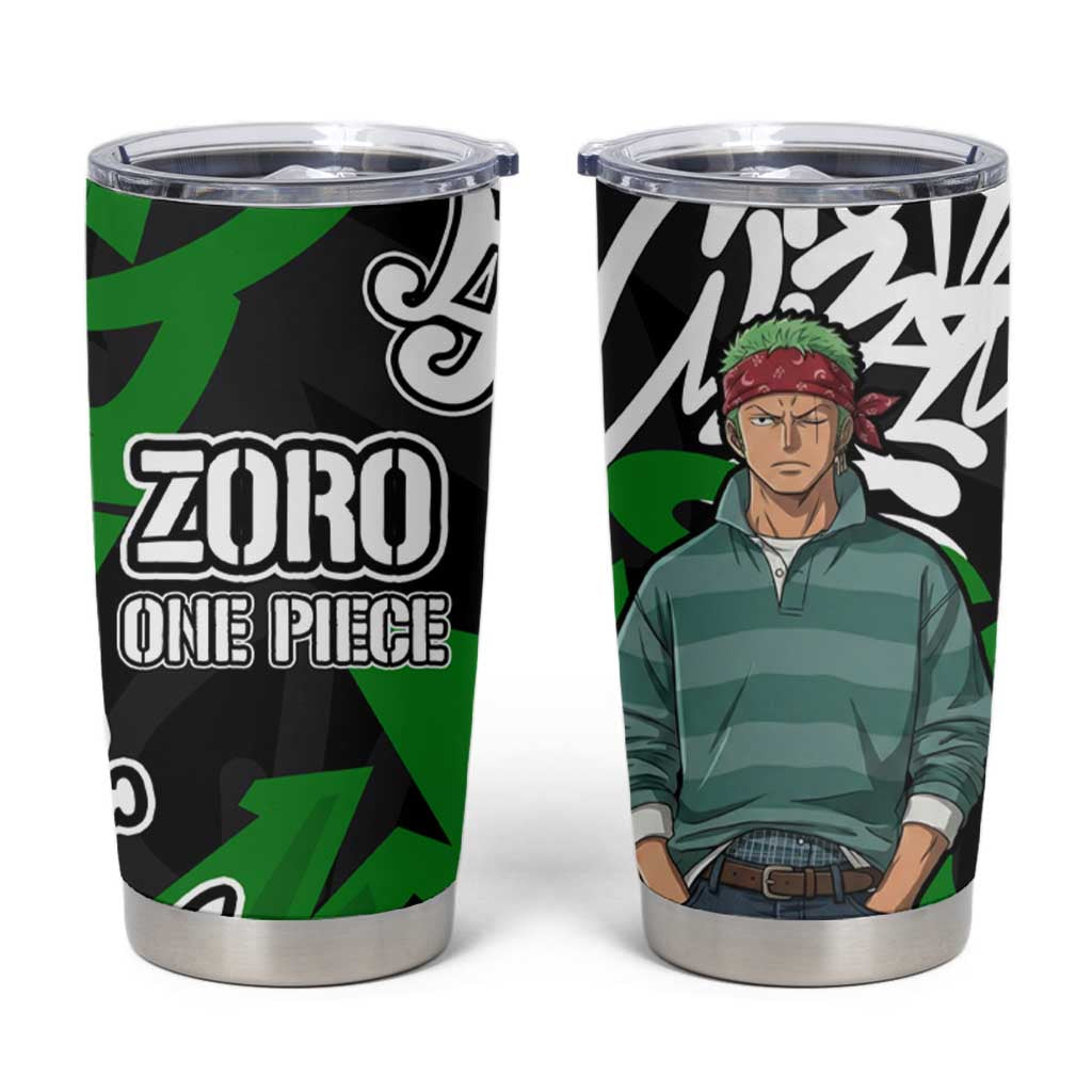 Roronoa Zoro One Piece Tumbler Cup Graffiti Street Art Anime Collage