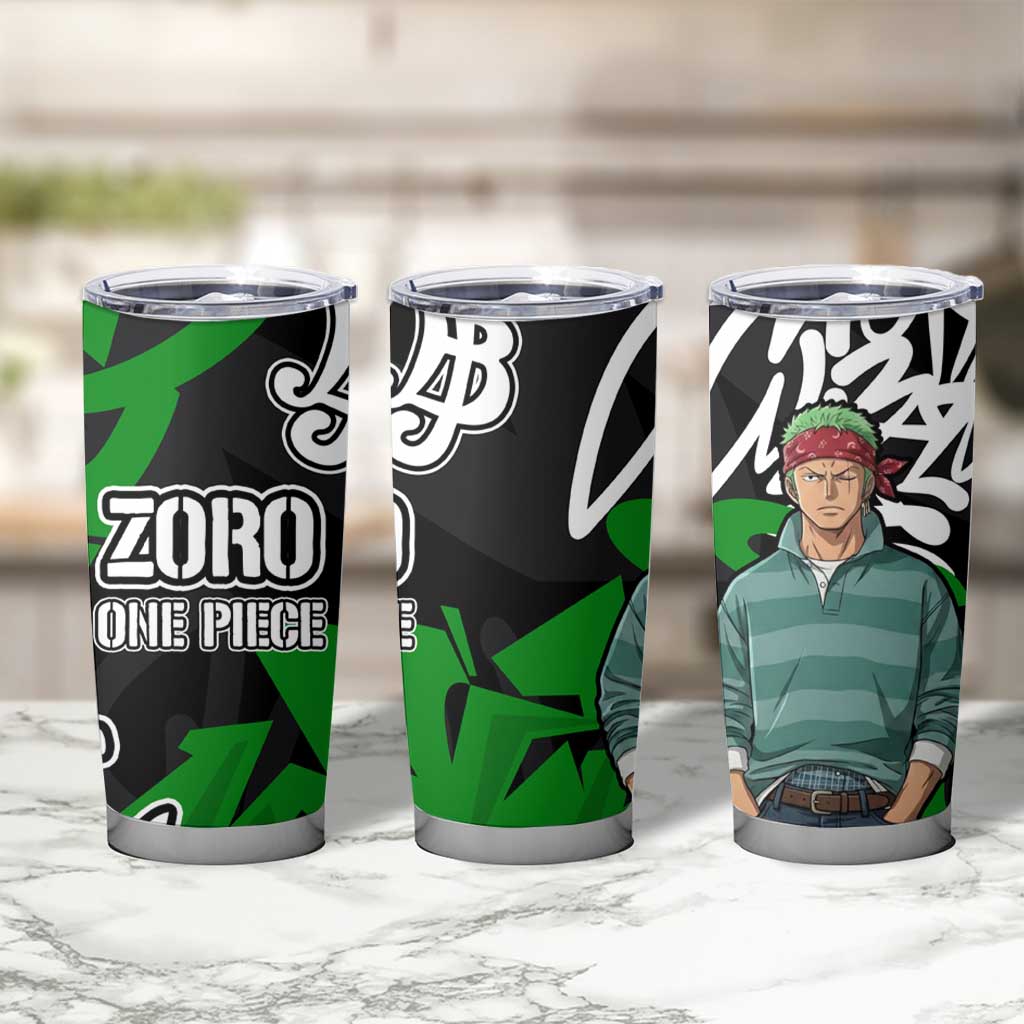 Roronoa Zoro One Piece Tumbler Cup Graffiti Street Art Anime Collage