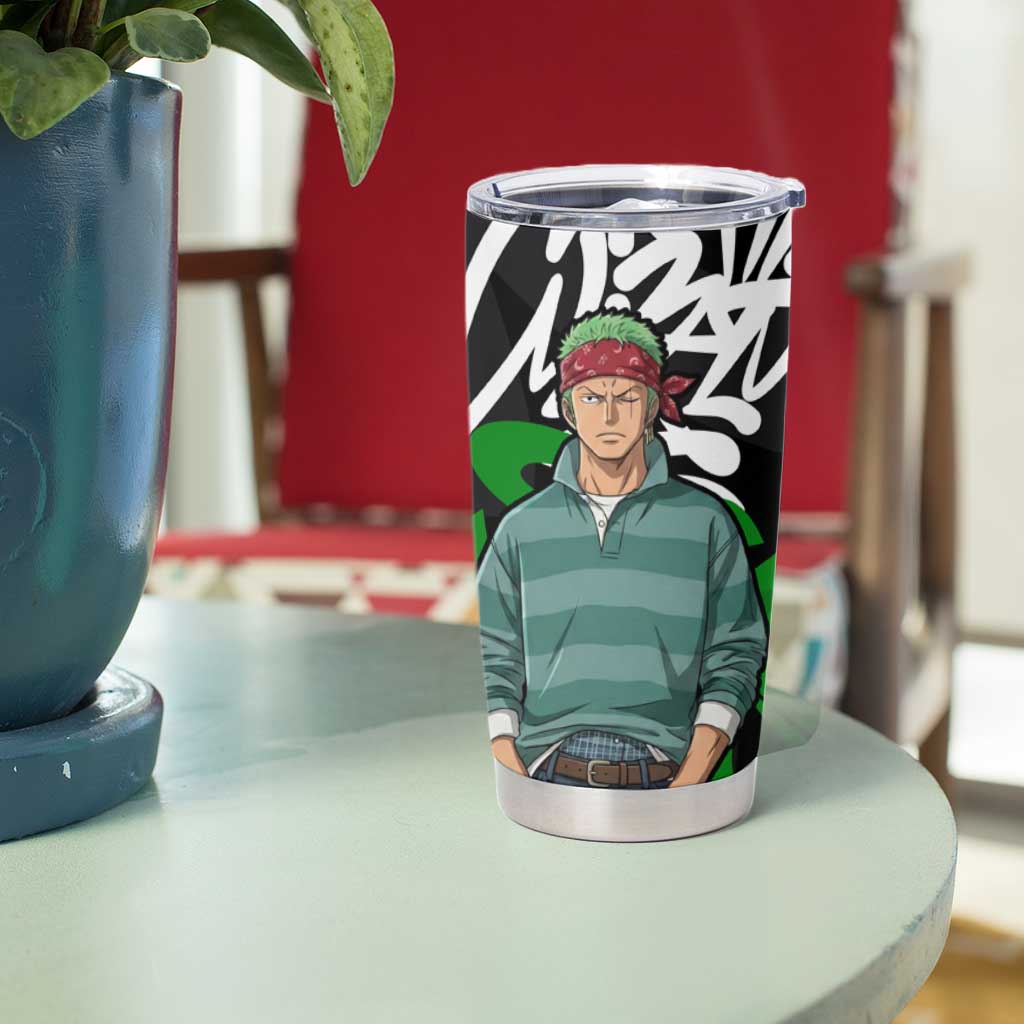 Roronoa Zoro One Piece Tumbler Cup Graffiti Street Art Anime Collage