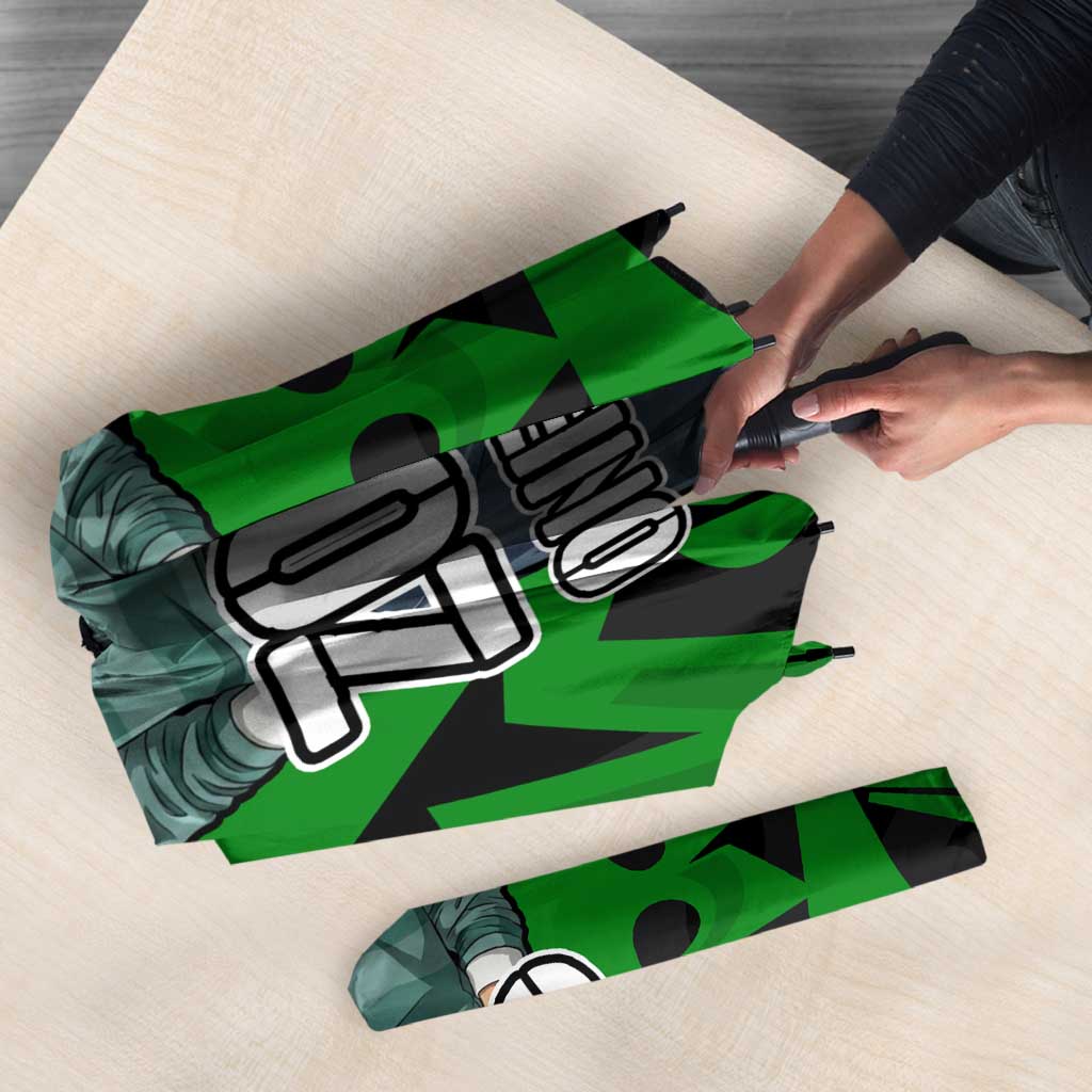 Roronoa Zoro One Piece Umbrella Graffiti Street Art Anime Collage