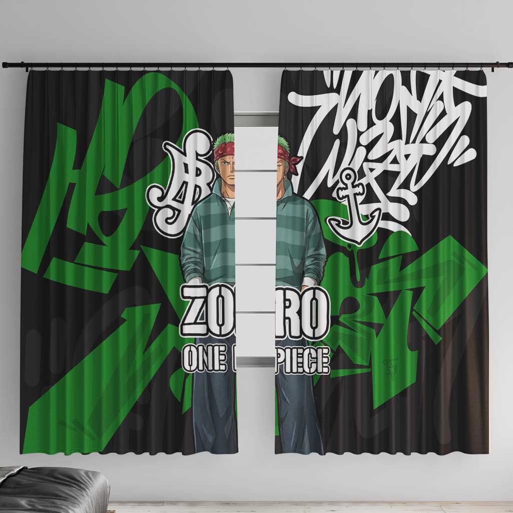 Roronoa Zoro One Piece Window Curtain Graffiti Street Art Anime Collage