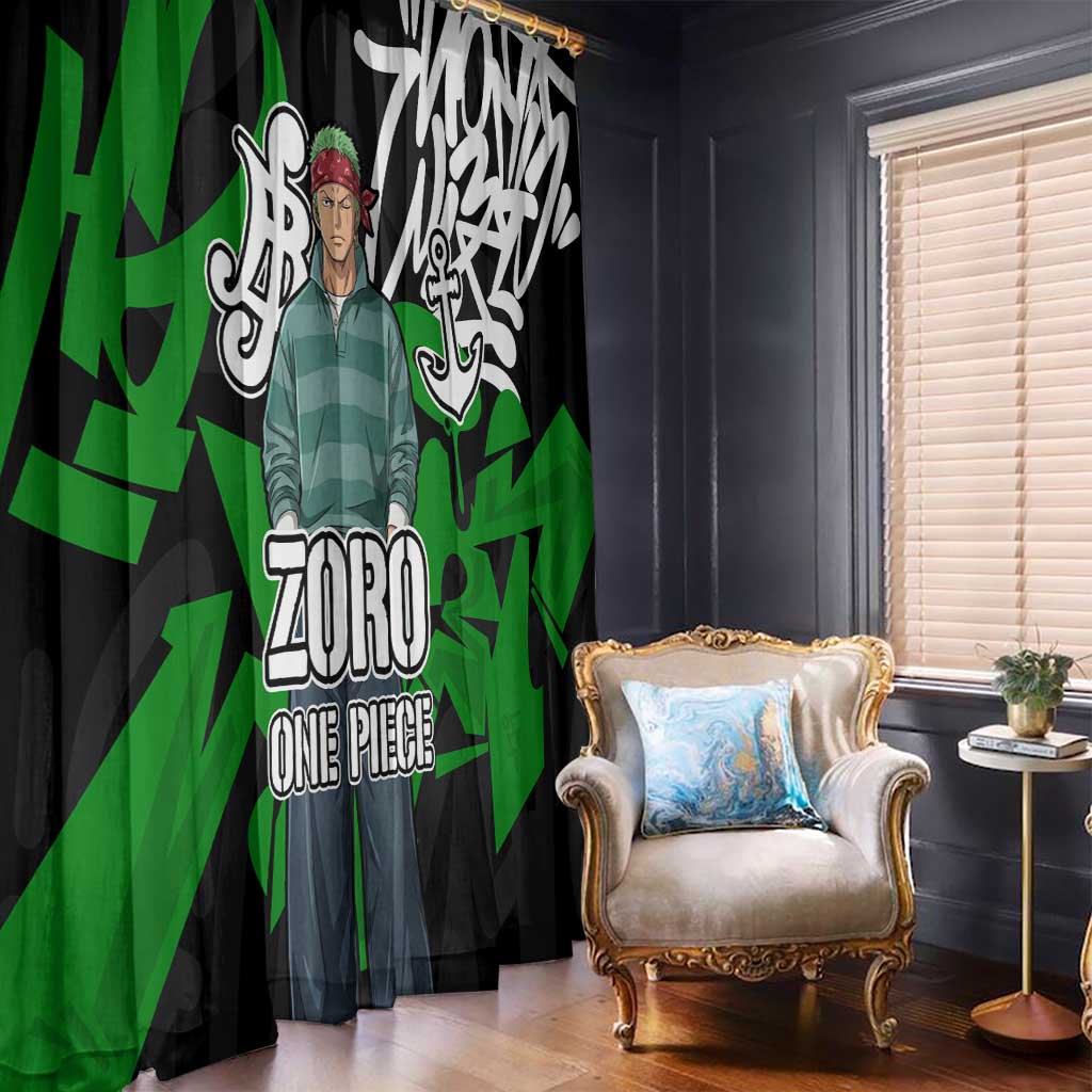 Roronoa Zoro One Piece Window Curtain Graffiti Street Art Anime Collage