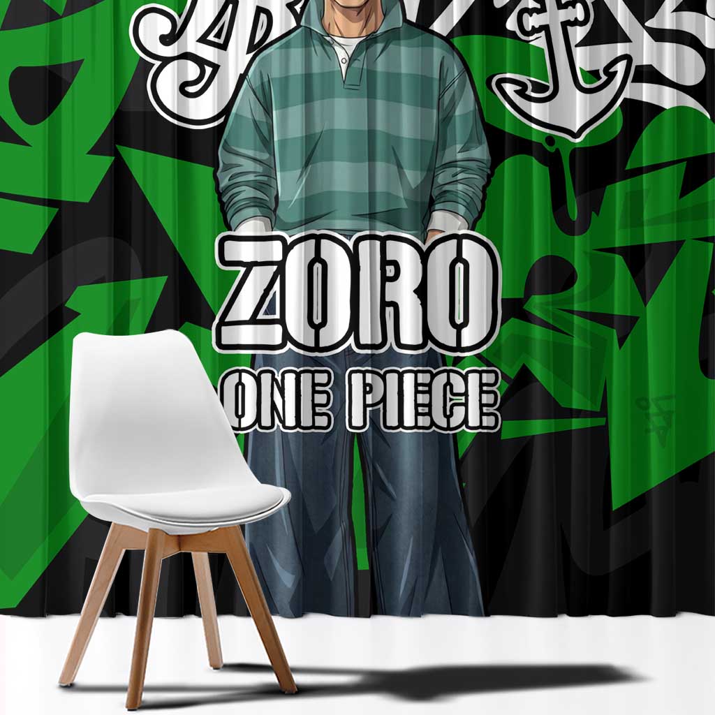 Roronoa Zoro One Piece Window Curtain Graffiti Street Art Anime Collage