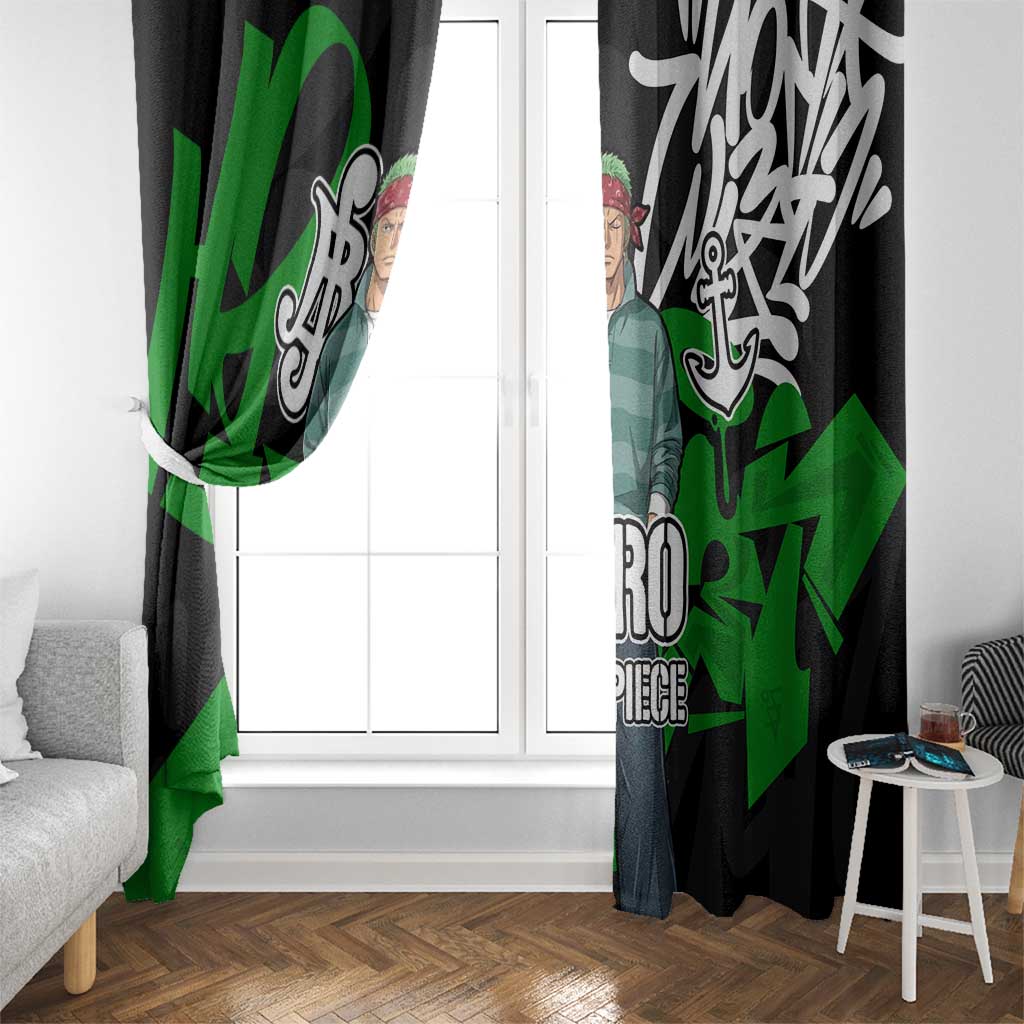 Roronoa Zoro One Piece Window Curtain Graffiti Street Art Anime Collage