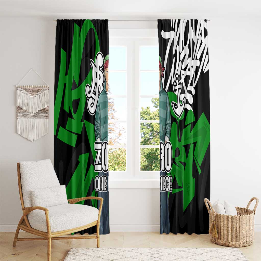 Roronoa Zoro One Piece Window Curtain Graffiti Street Art Anime Collage