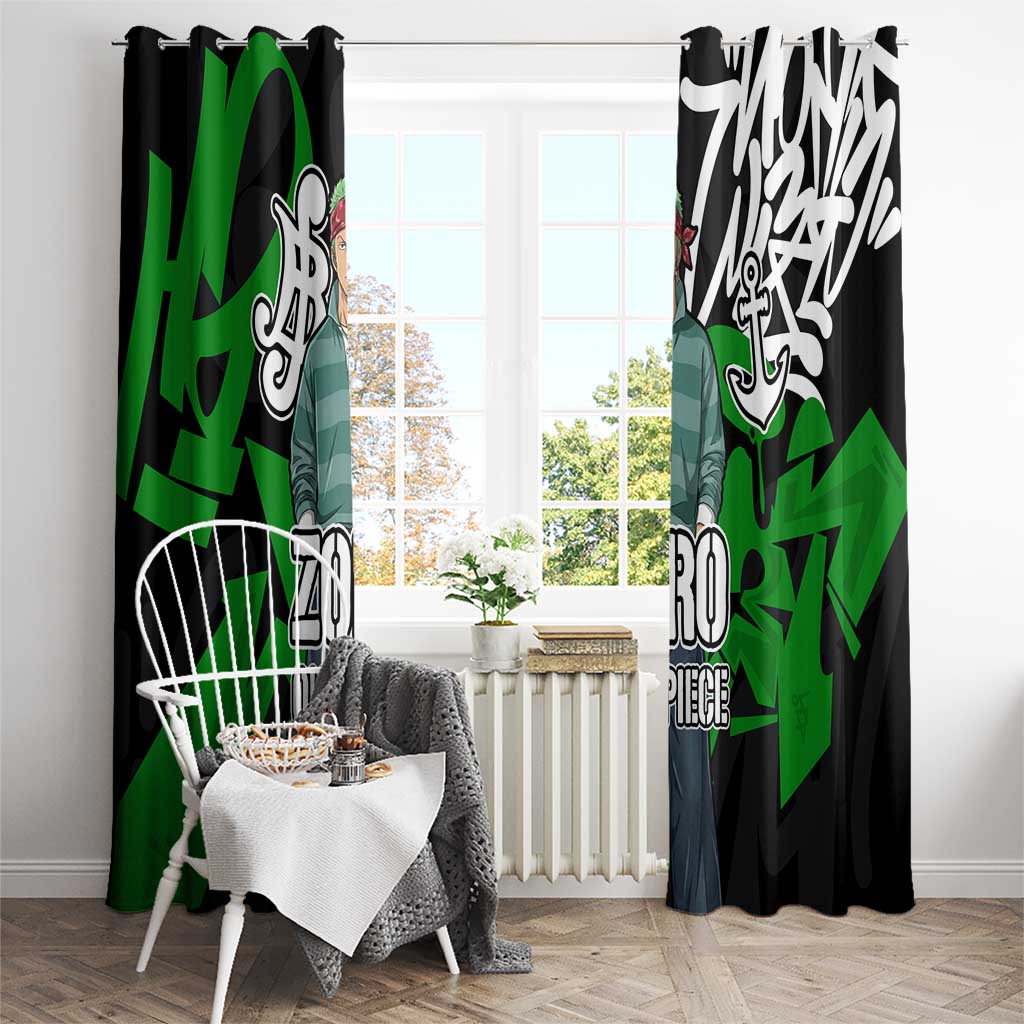 Roronoa Zoro One Piece Window Curtain Graffiti Street Art Anime Collage