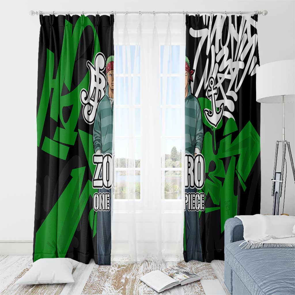 Roronoa Zoro One Piece Window Curtain Graffiti Street Art Anime Collage
