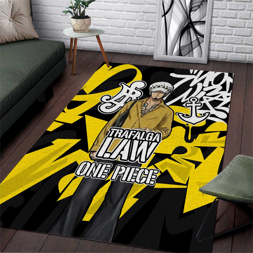 Trafalgar Law One Piece Area Rug Graffiti Street Art Anime Collage