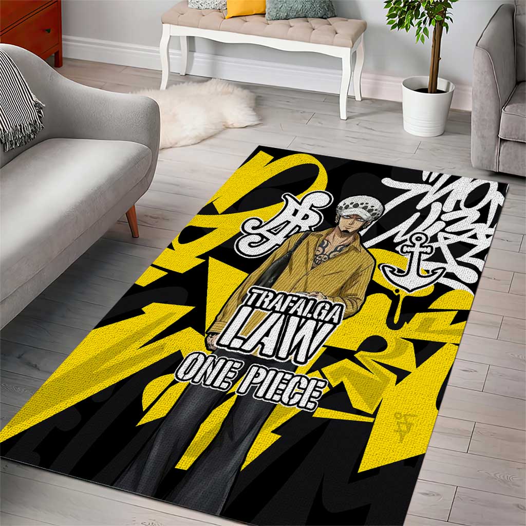 Trafalgar Law One Piece Area Rug Graffiti Street Art Anime Collage