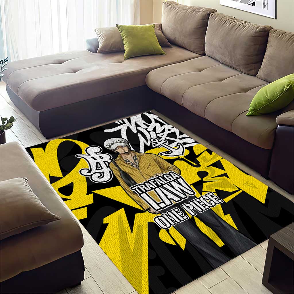 Trafalgar Law One Piece Area Rug Graffiti Street Art Anime Collage