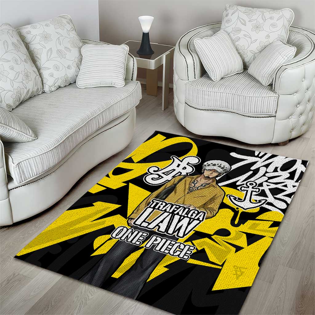 Trafalgar Law One Piece Area Rug Graffiti Street Art Anime Collage
