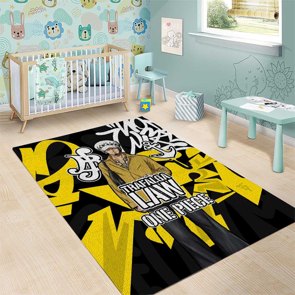 Trafalgar Law One Piece Area Rug Graffiti Street Art Anime Collage