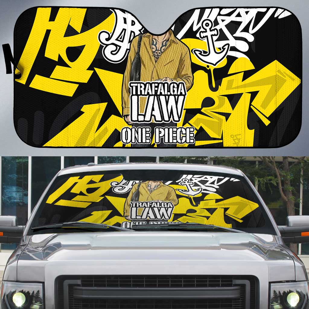 Trafalgar Law One Piece Auto Sun Shade Graffiti Street Art Anime Collage