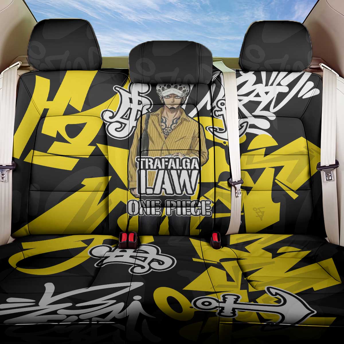 Trafalgar Law One Piece Back Car Seat Cover Graffiti Street Art Anime Collage