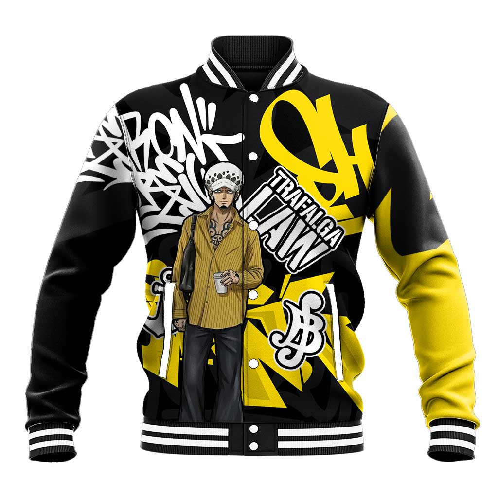 Trafalgar Law One Piece Baseball Jacket Graffiti Street Art Anime Collage