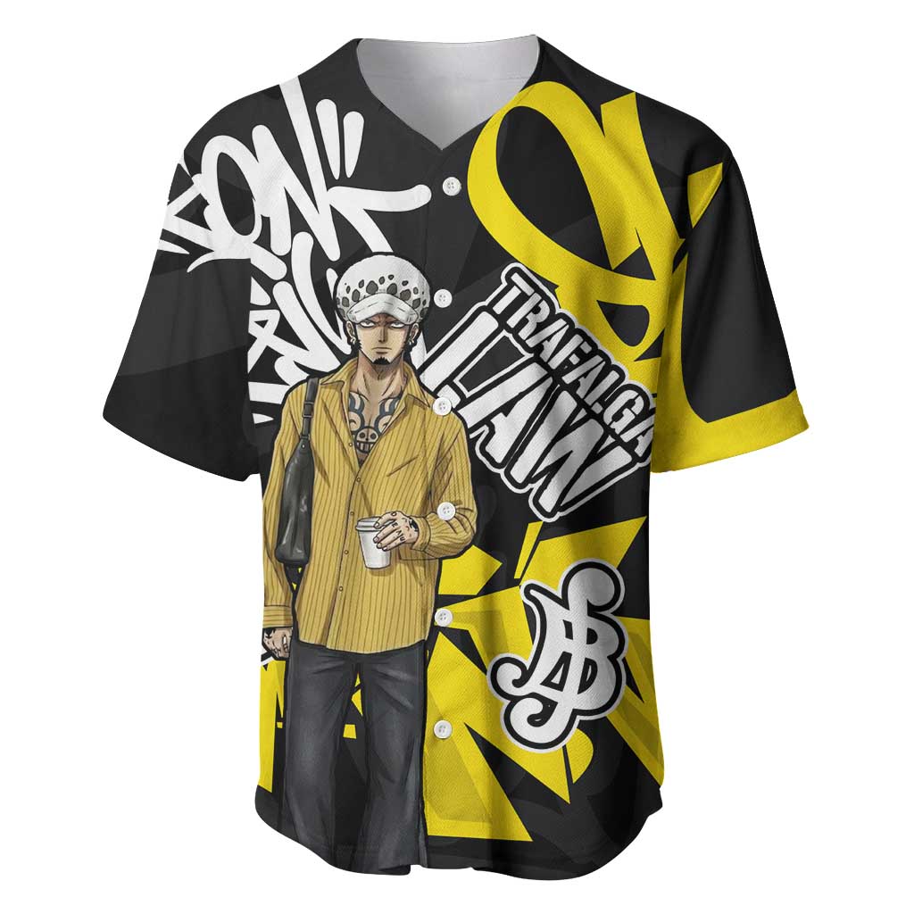 Trafalgar Law One Piece Baseball Jersey Graffiti Street Art Anime Collage