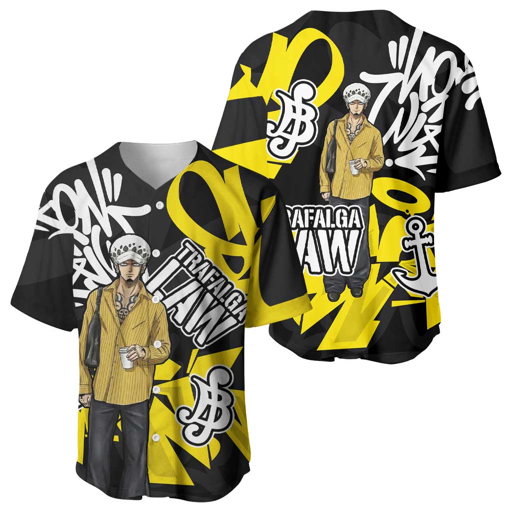 Trafalgar Law One Piece Baseball Jersey Graffiti Street Art Anime Collage