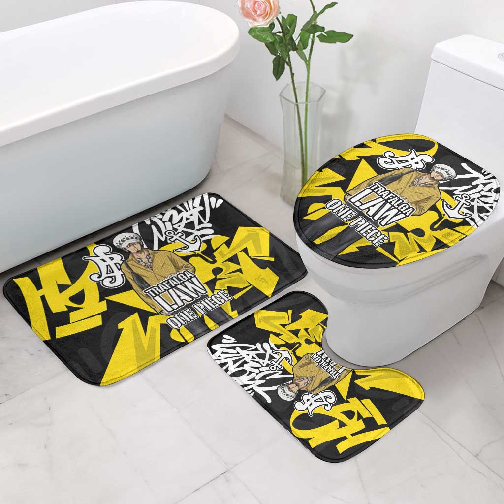 Trafalgar Law One Piece Bathroom Set Graffiti Street Art Anime Collage