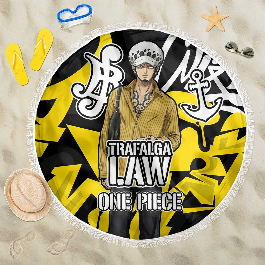 Trafalgar Law One Piece Beach Blanket Graffiti Street Art Anime Collage
