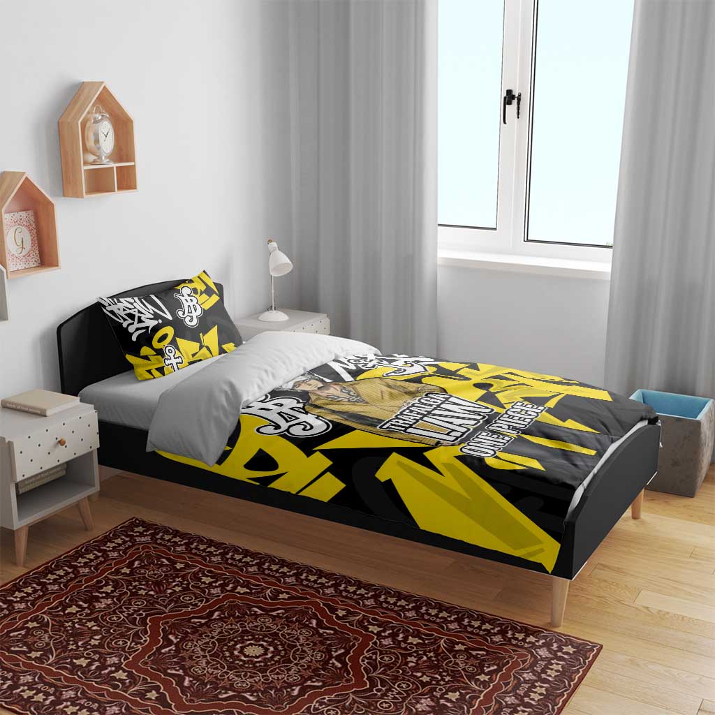 Trafalgar Law One Piece Bedding Set Graffiti Street Art Anime Collage