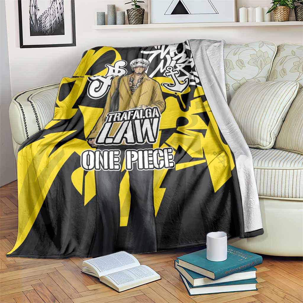 Trafalgar Law One Piece Blanket Graffiti Street Art Anime Collage