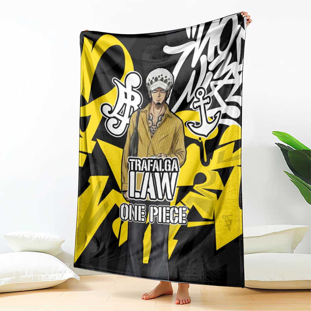 Trafalgar Law One Piece Blanket Graffiti Street Art Anime Collage