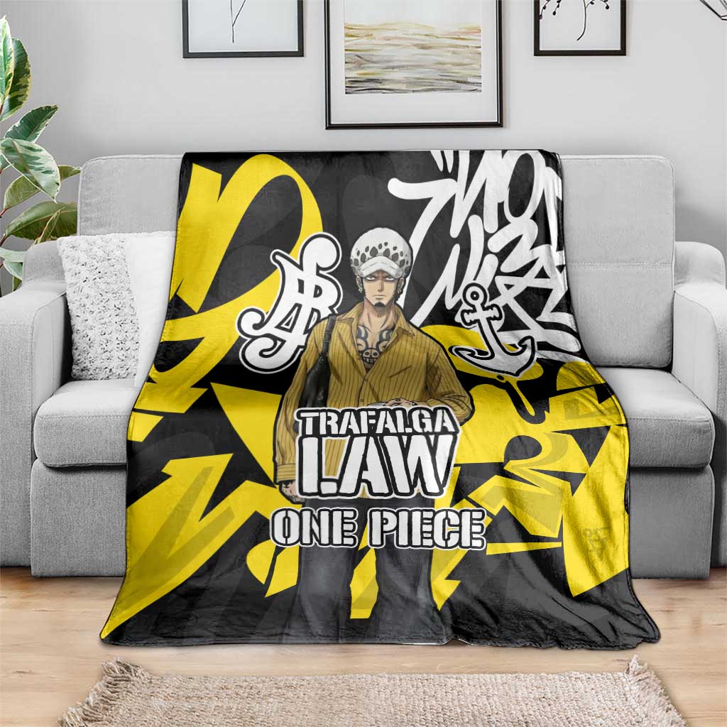 Trafalgar Law One Piece Blanket Graffiti Street Art Anime Collage