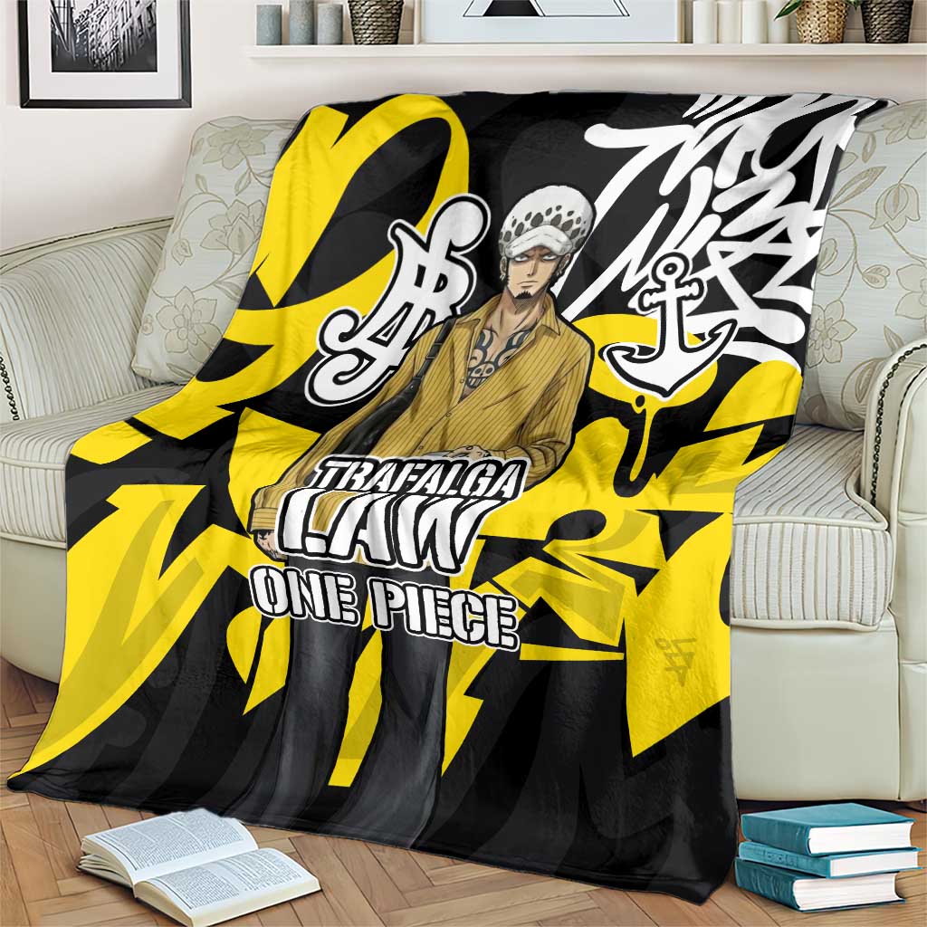 Trafalgar Law One Piece Blanket Graffiti Street Art Anime Collage