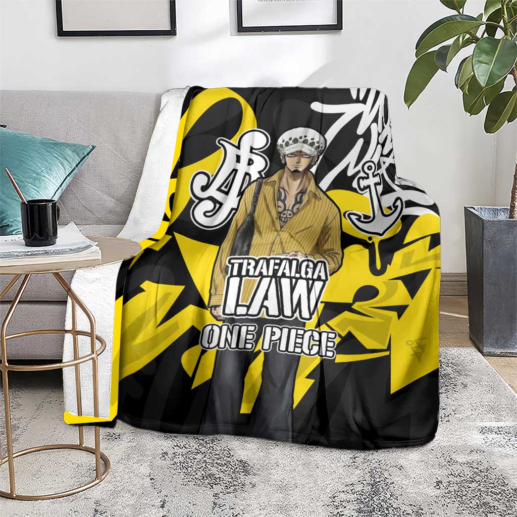Trafalgar Law One Piece Blanket Graffiti Street Art Anime Collage