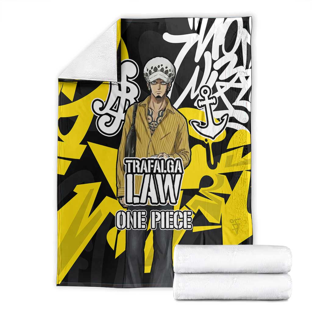Trafalgar Law One Piece Blanket Graffiti Street Art Anime Collage