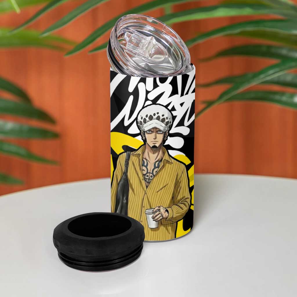 Trafalgar Law One Piece 4 in 1 Can Cooler Tumbler Graffiti Street Art Anime Collage