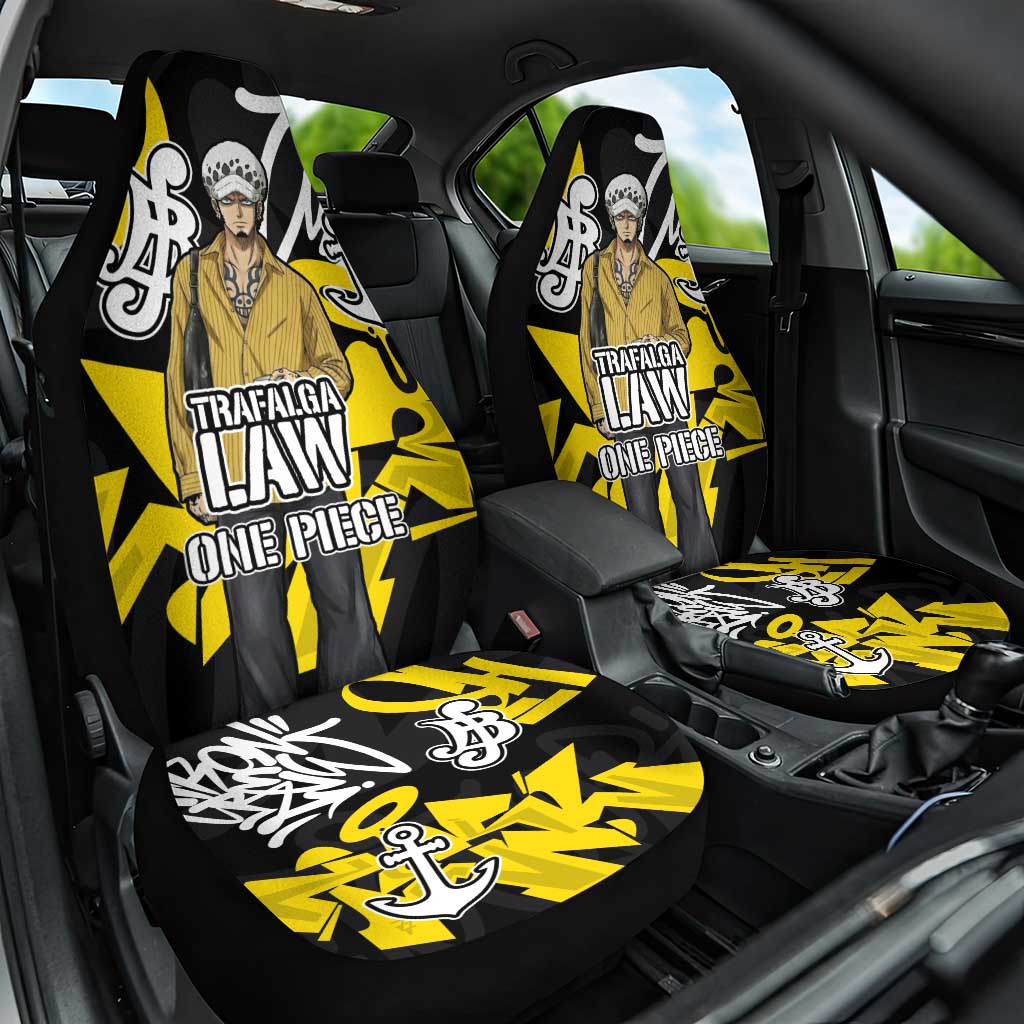 Trafalgar Law One Piece Car Seat Cover Graffiti Street Art Anime Collage