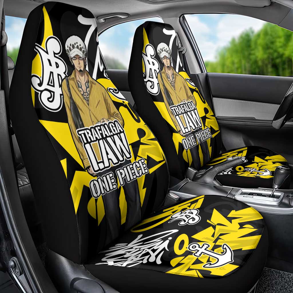 Trafalgar Law One Piece Car Seat Cover Graffiti Street Art Anime Collage