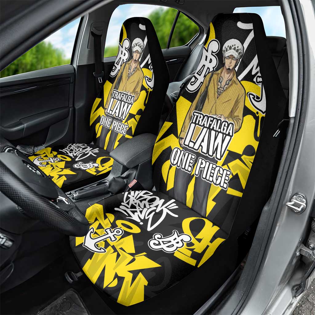 Trafalgar Law One Piece Car Seat Cover Graffiti Street Art Anime Collage