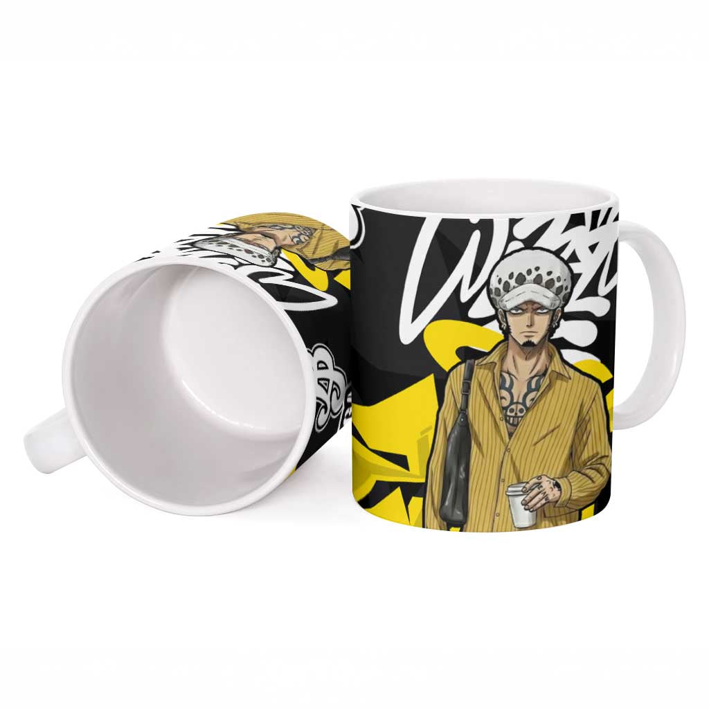 Trafalgar Law One Piece Ceramic Mug Graffiti Street Art Anime Collage