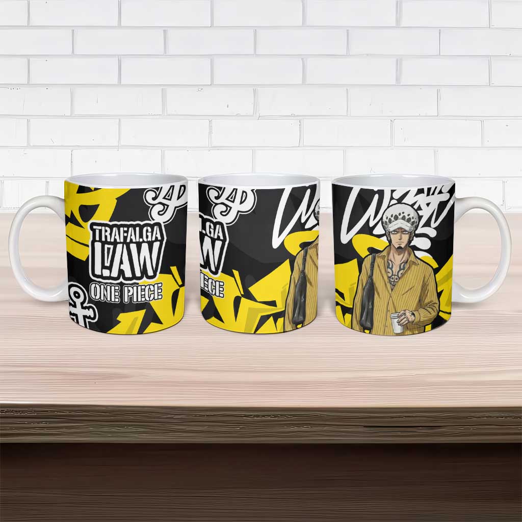 Trafalgar Law One Piece Ceramic Mug Graffiti Street Art Anime Collage